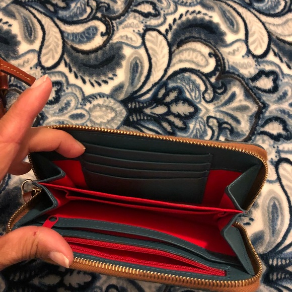 pebble grain teal green satchel &matching wallet. - Picture 6 of 8